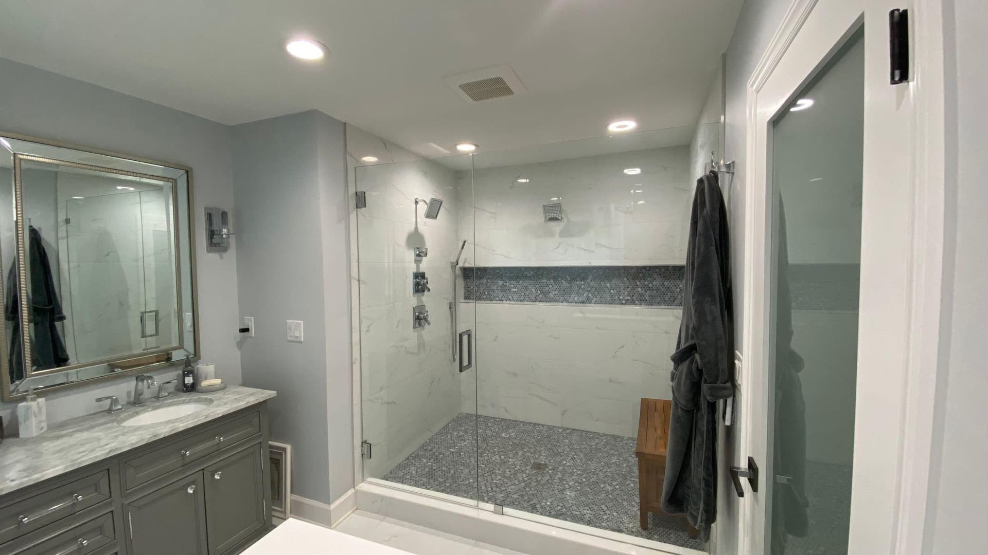 The walk-in shower this example job is for